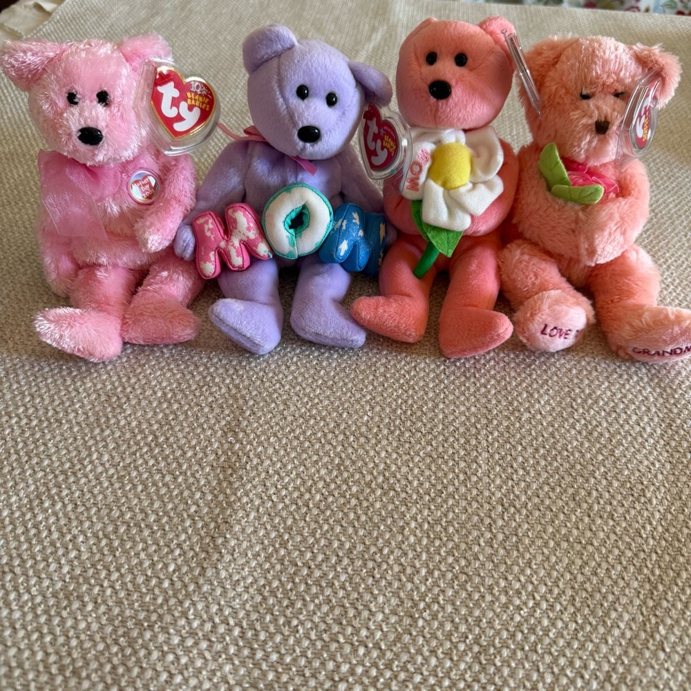 Ty Stuffed Bears Set - Pink, Purple,‎ Orange